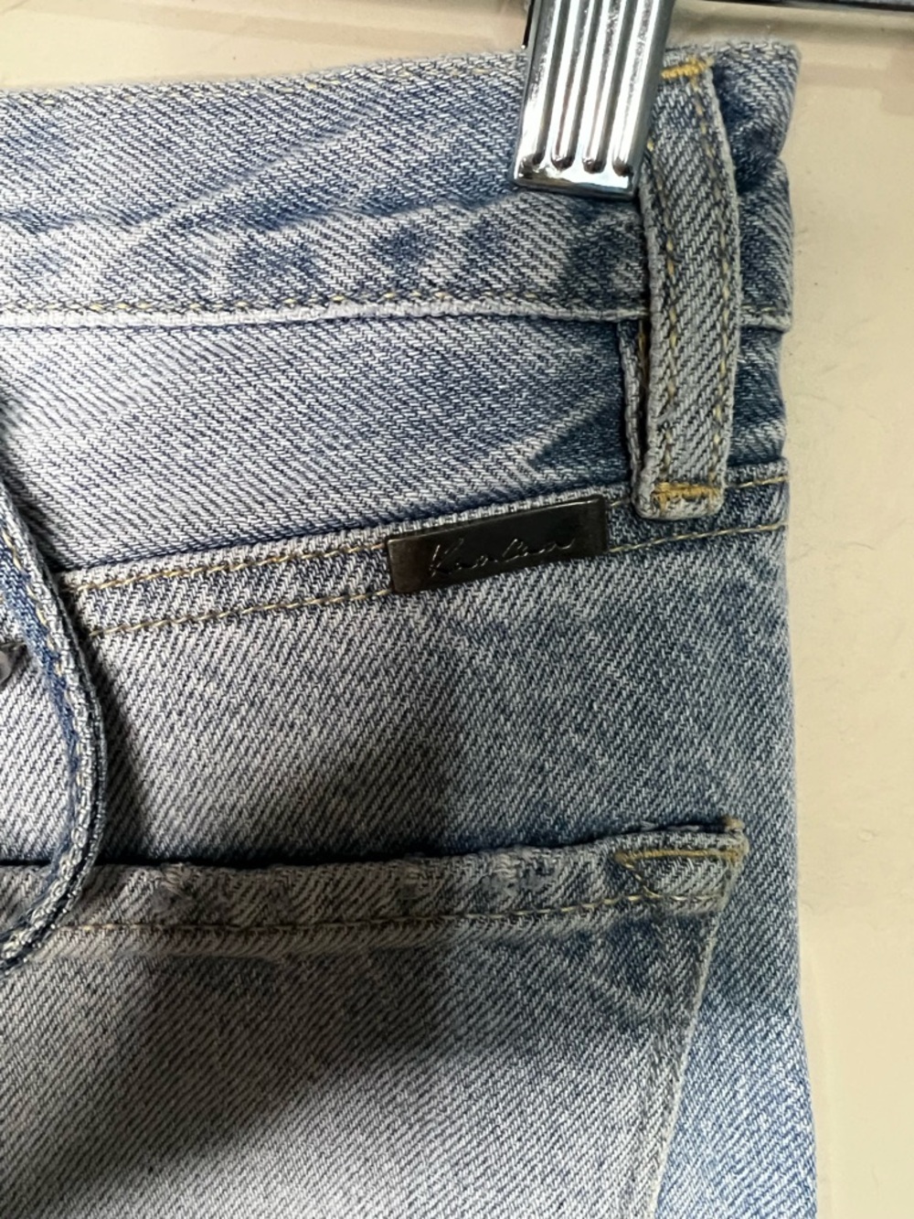 Kancan Maryville High Rise Tie Back 90’s  Flare Button Fly Raw Hem Denim Jeans - Picture 16 of 16